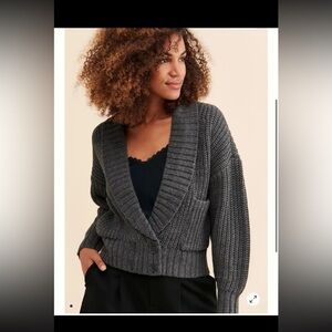 Anthropologie Wool blend Deep V Cardigan in Charcoal 
size Small